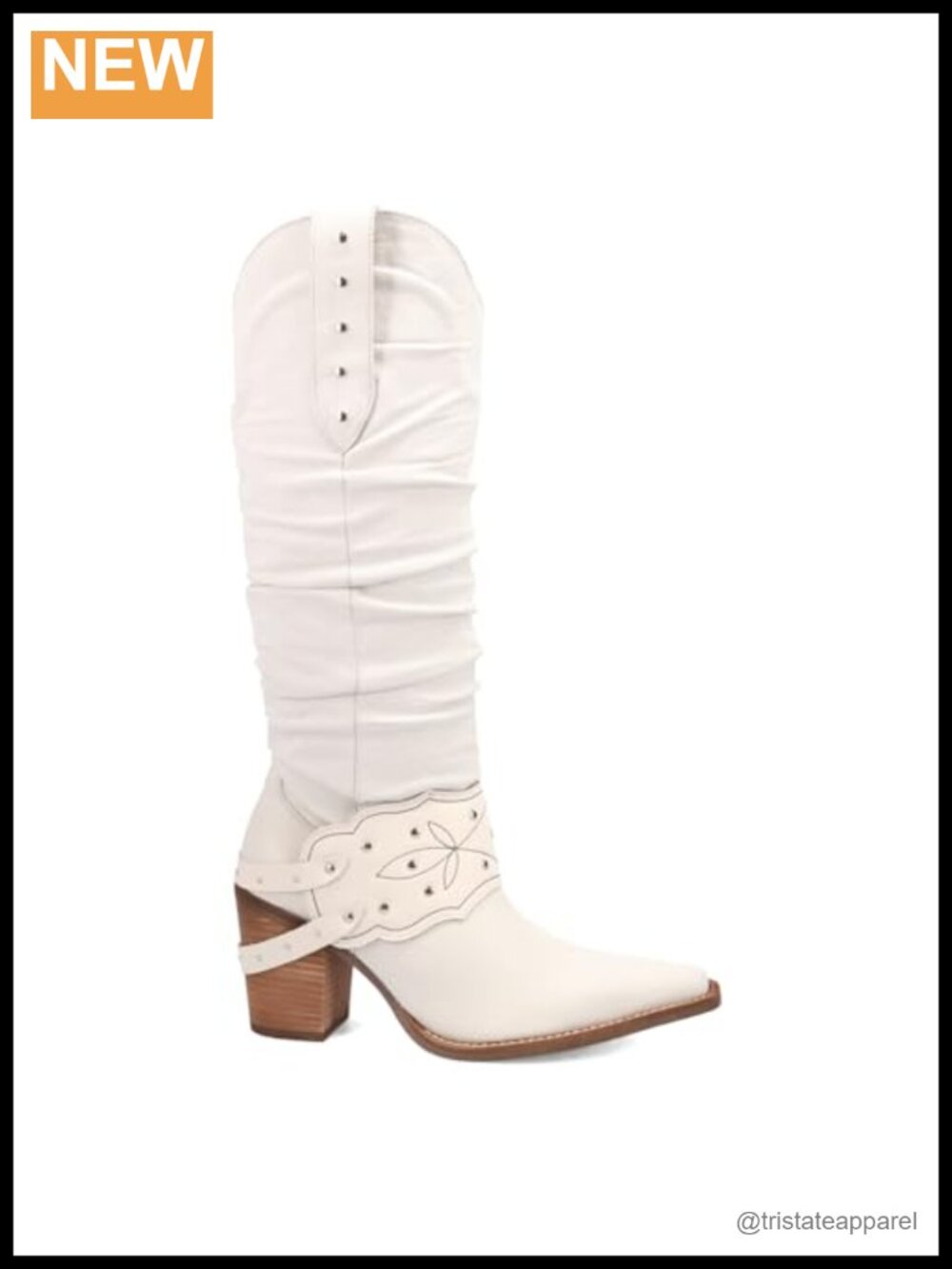 Slouchy Studded Snip Toe Pull On Over the Knee Dress Boots Block Heel Leather